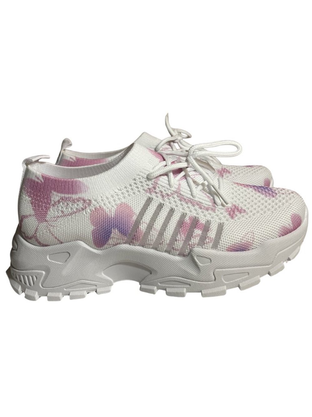 Women's Butterfly Knit Platform Sneakers - Lightweight Slip-On Chunky Sole